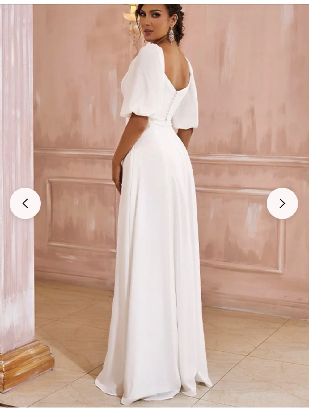 Brand New! Ivory-White Off-Shoulder Puff Sleeve Wedding Dress with Slit - Picture 2 of 8